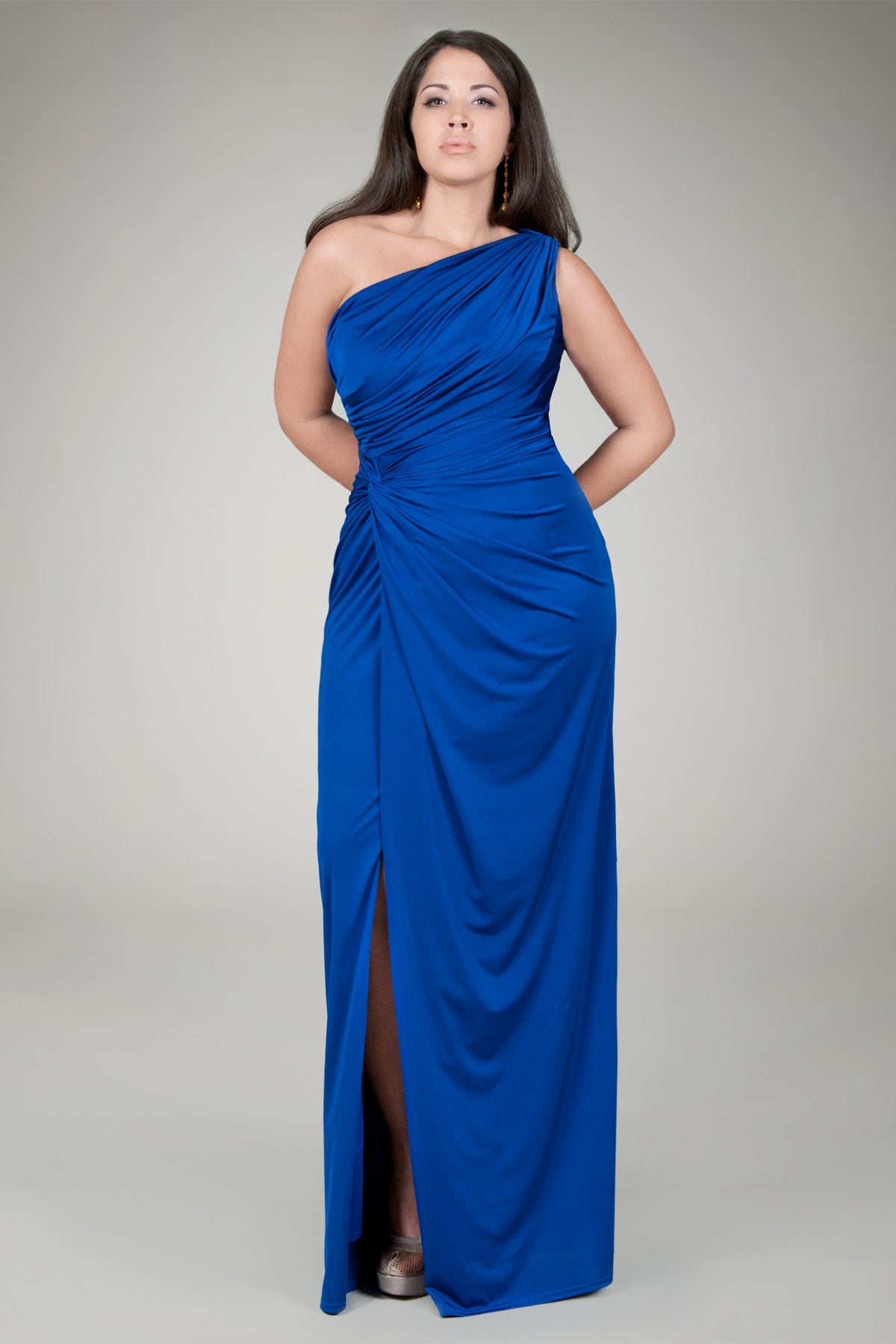 Draped Jersey Gown in Galaxy Blue