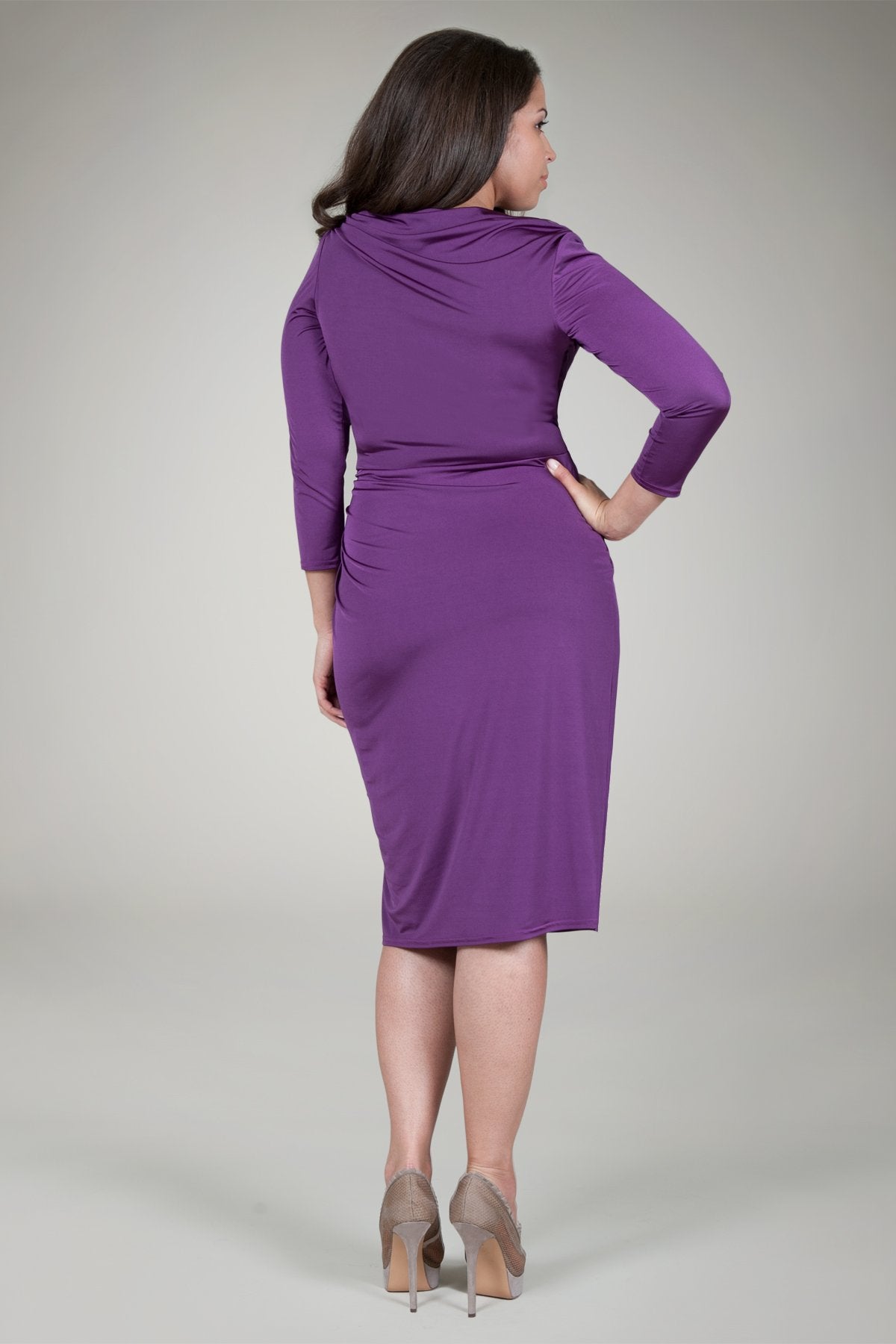 Draped Jersey Cocktail Dress in Amethyst