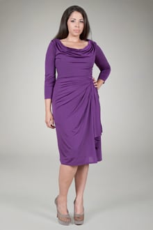 Draped Jersey Cocktail Dress in Amethyst