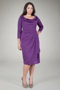 Draped Jersey Cocktail Dress in Amethyst