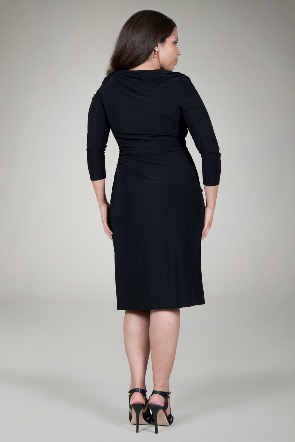 Draped Jersey Cocktail Dress in Black