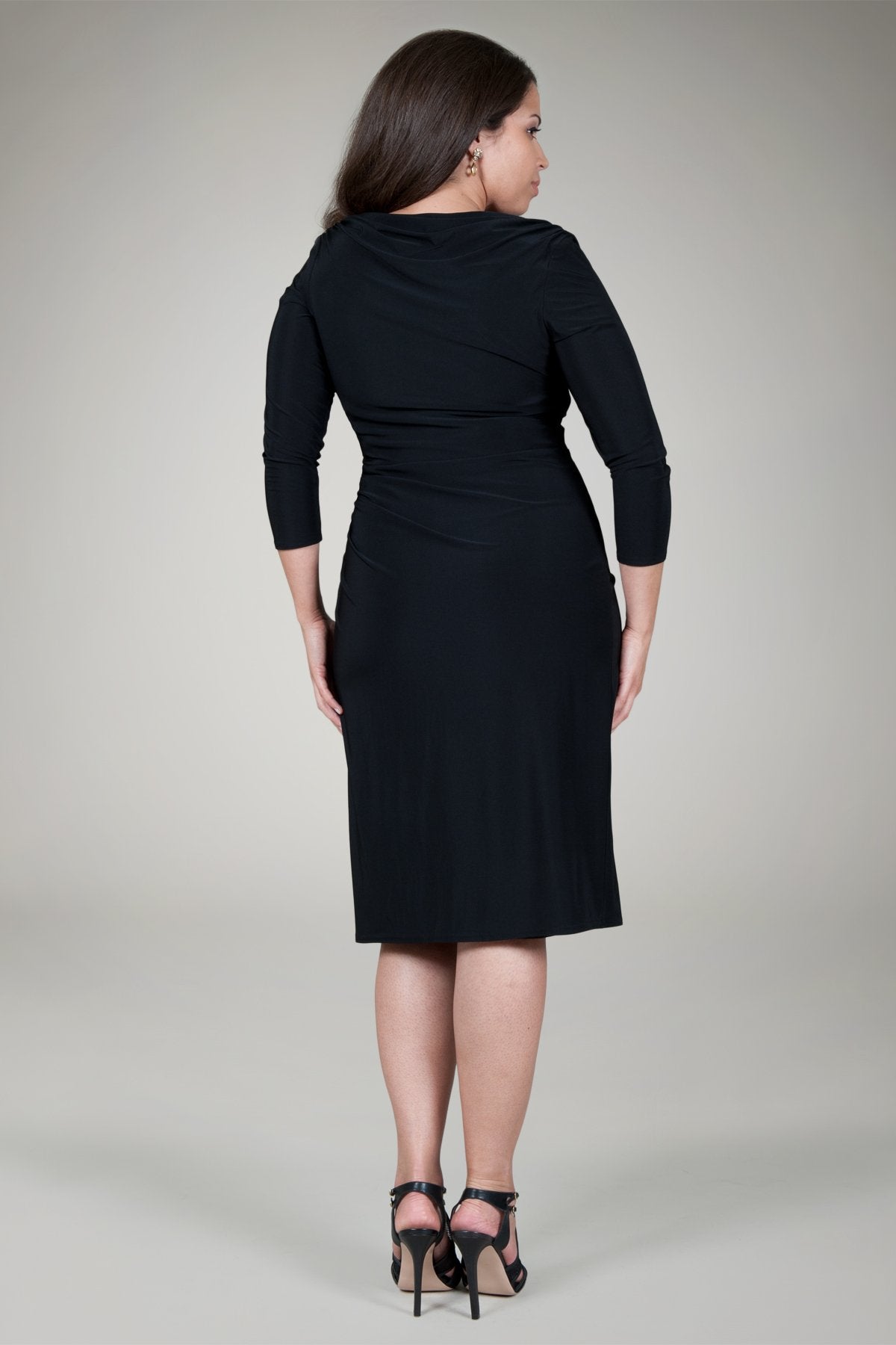 Draped Jersey Cocktail Dress in Black