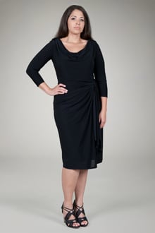 Draped Jersey Cocktail Dress in Black