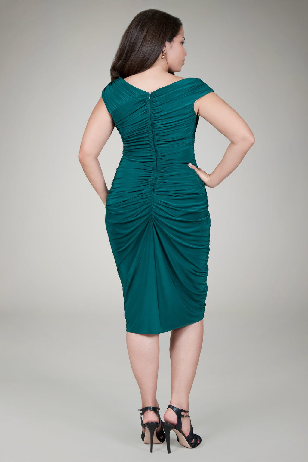 Draped Jersey Cocktail Dress in Pine