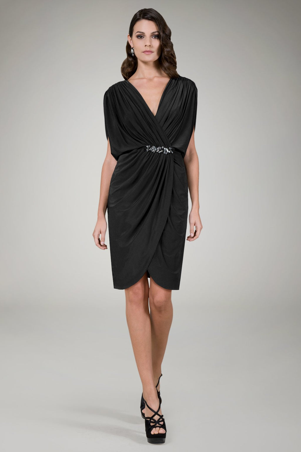 Cinched Waist Cocktail Dress in Black