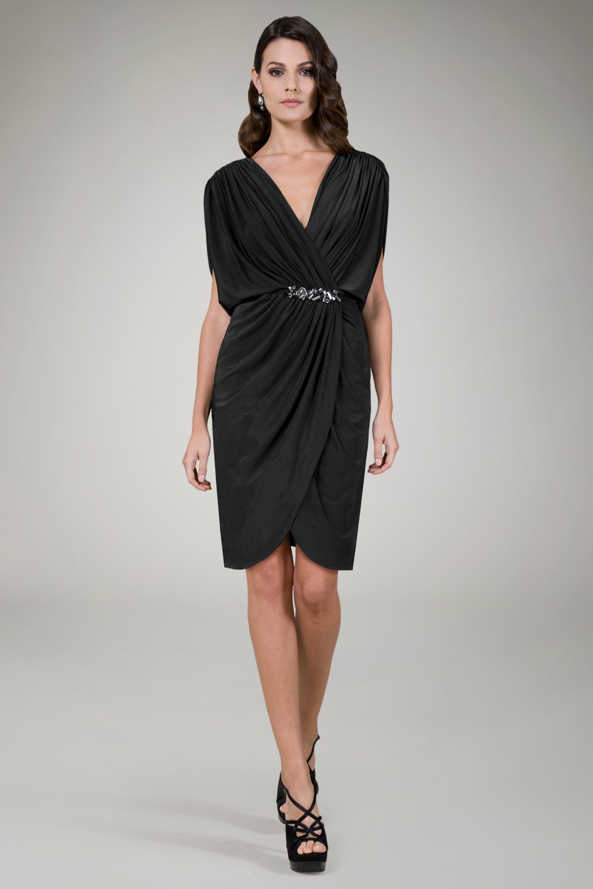 Cinched Waist Cocktail Dress in Black