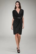 Cinched Waist Cocktail Dress in Black