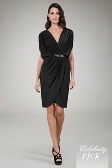 Cinched Waist Cocktail Dress in Black