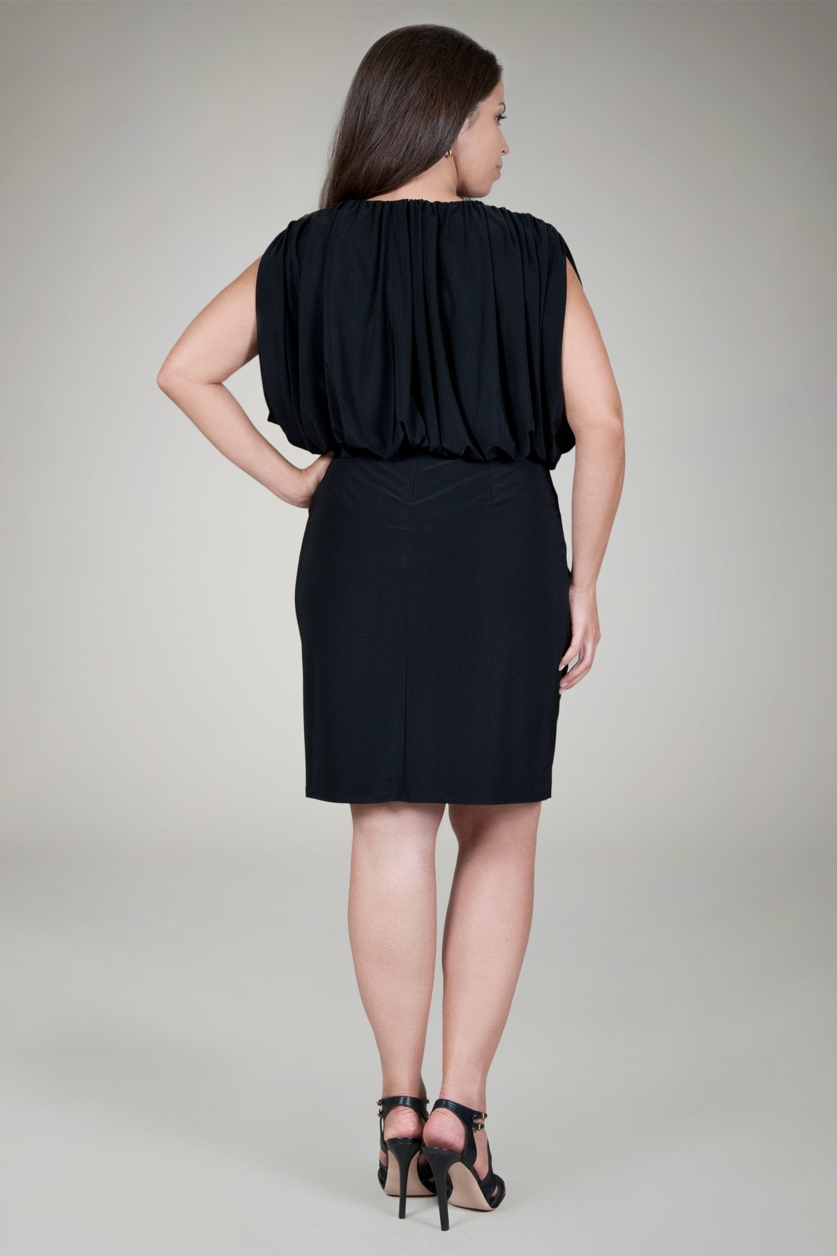 Draped Jersey Cocktail Dress in Black