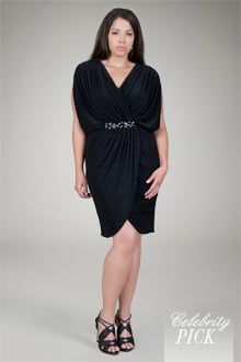 Draped Jersey Cocktail Dress in Black