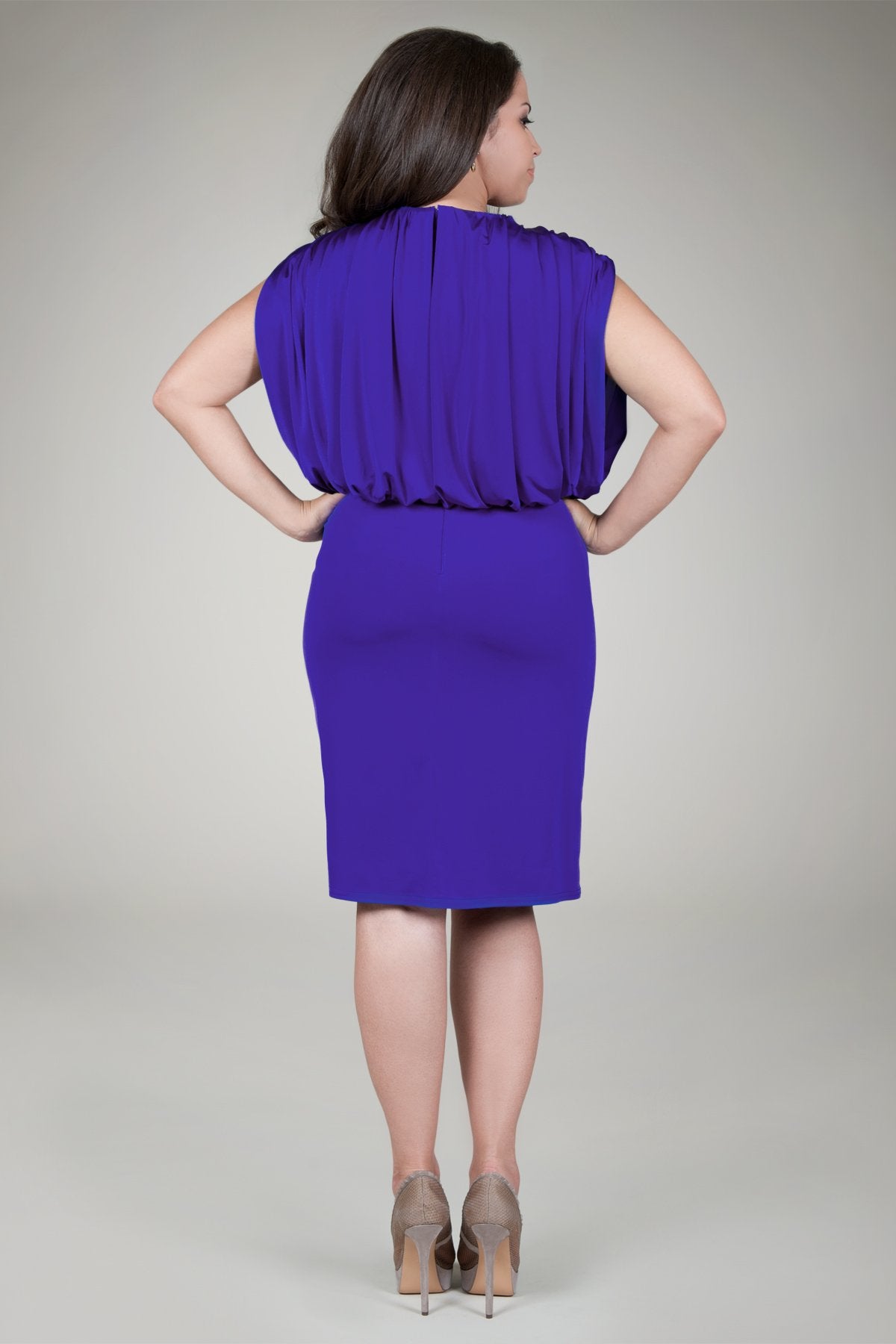 Draped Jersey Cocktail Dress in Blue Iris