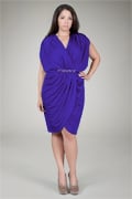 Draped Jersey Cocktail Dress in Blue Iris