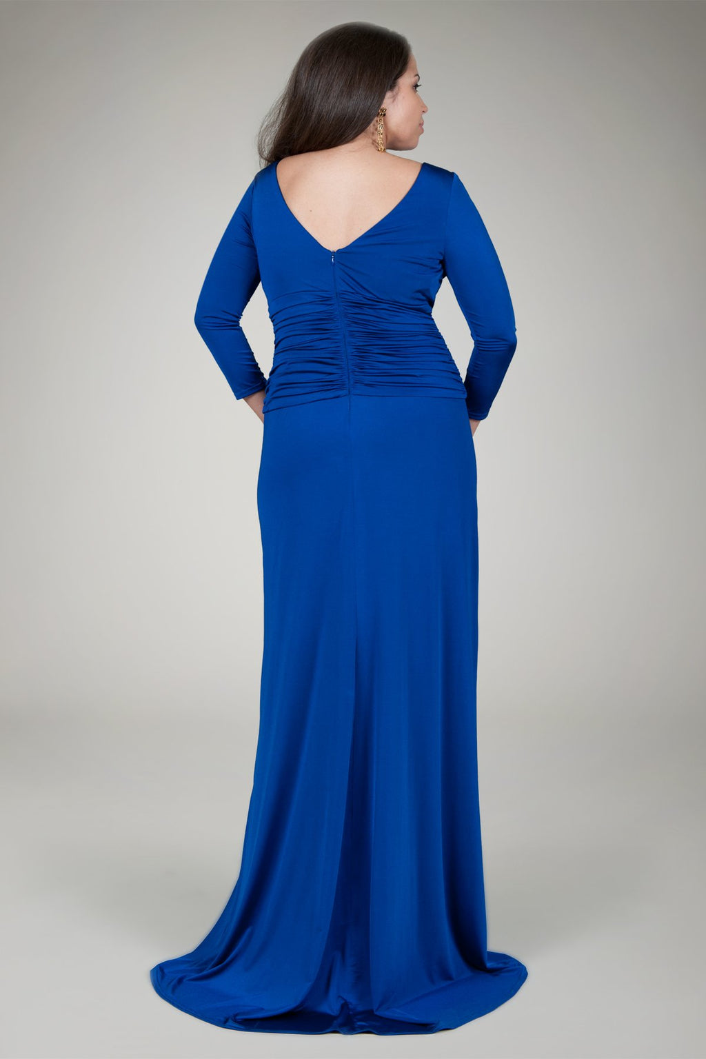 Draped Twist Luxe Jersey Gown in Galaxy Blue