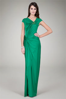 Luxe Jersey Draped Gown in Gucci Green