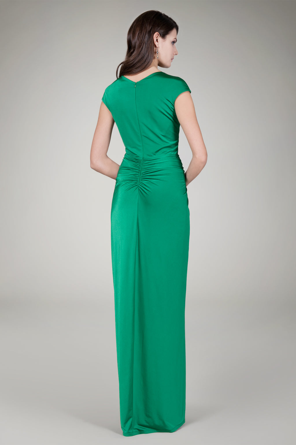 Luxe Jersey Draped Gown in Gucci Green