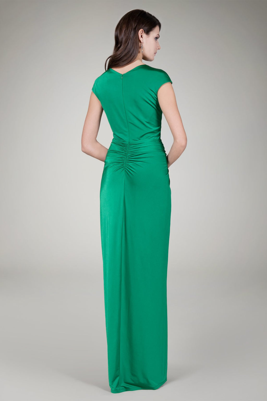 Luxe Jersey Draped Gown in Gucci Green