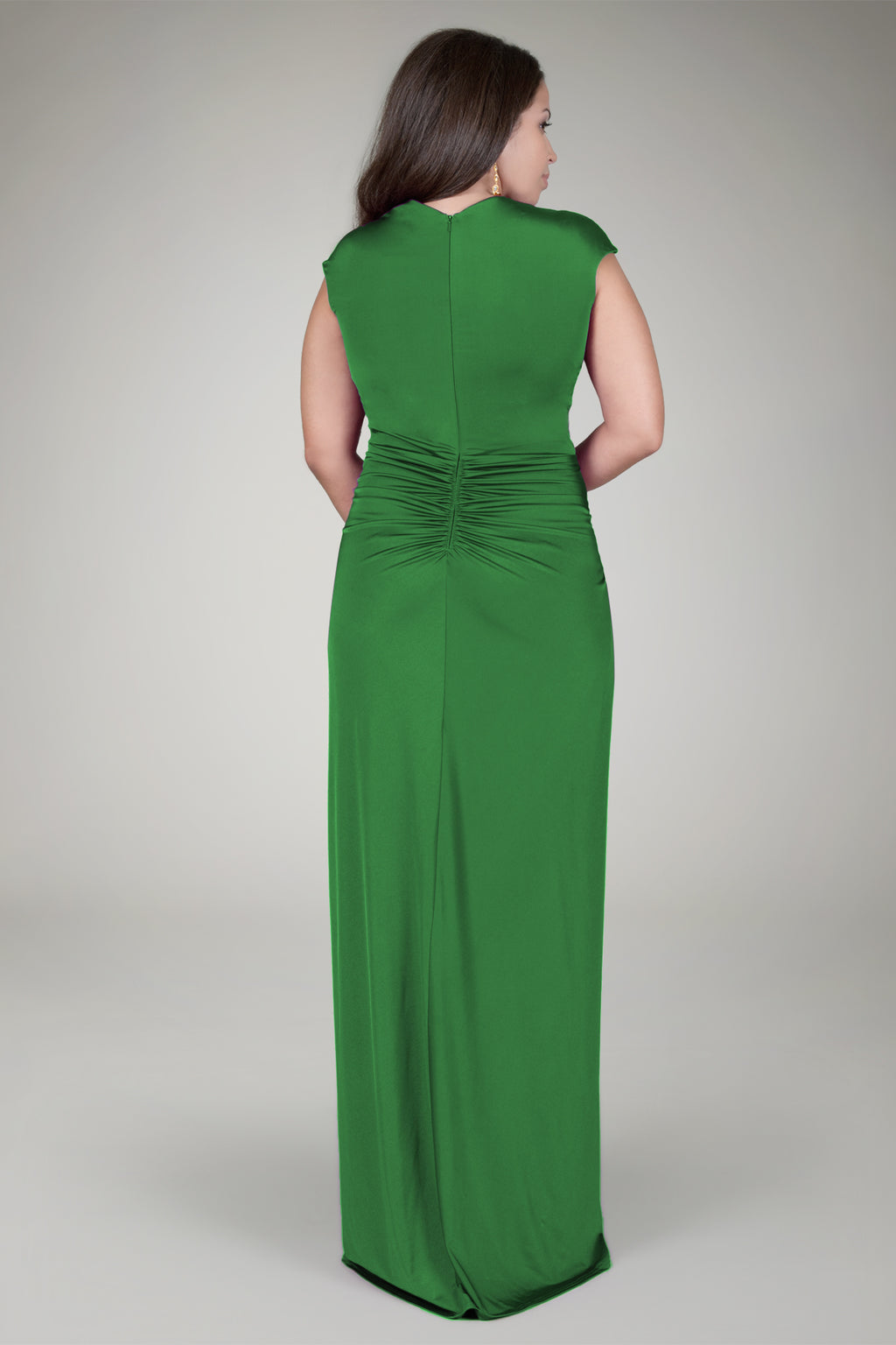 Luxe Jersey Draped Gown in Gucci Green