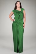 Luxe Jersey Draped Gown in Gucci Green