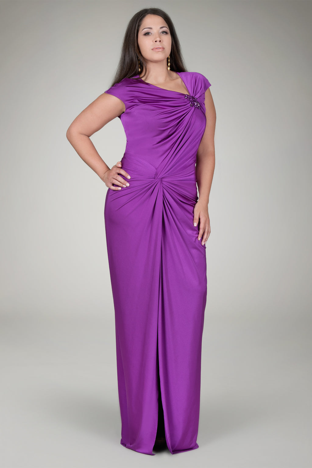 Luxe Jersey Draped Gown in Viola