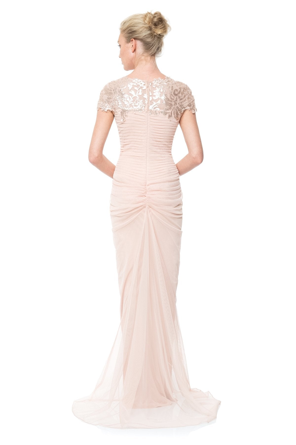 Paillette Lace and Tulle Gown in Primrose Tadashi Shoji Official Online Boutique Paillette Lace and Tulle Gown in Primrose Tadashi Shoji Official Online Boutique