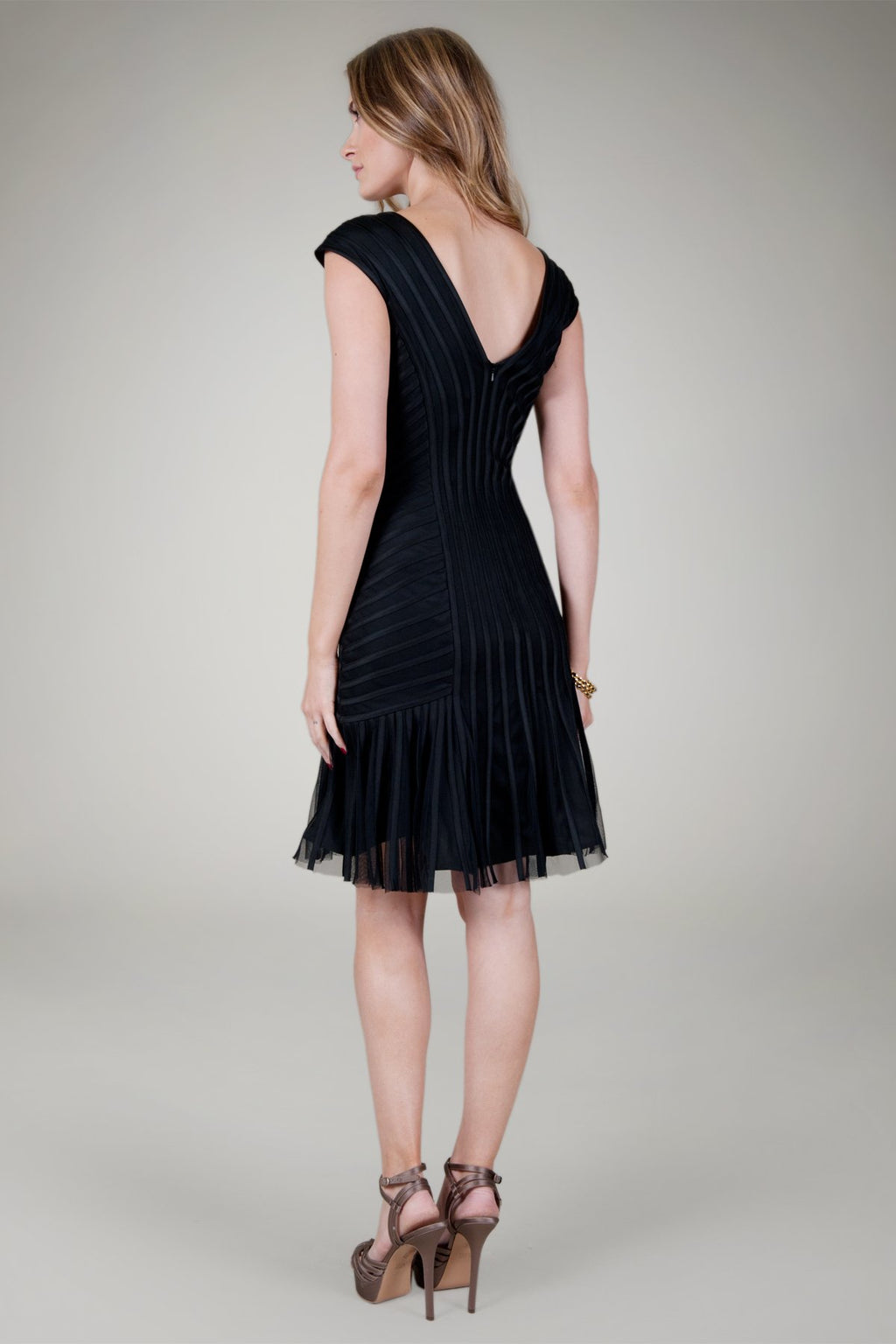 Cap Sleeve Tulle Dress in Black