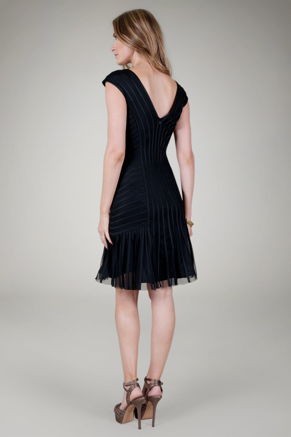 Cap Sleeve Tulle Dress in Black