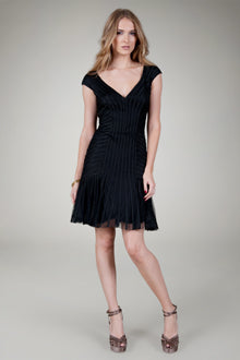 Cap Sleeve Tulle Dress in Black