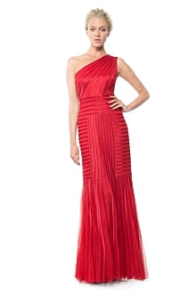Satin Piping One Shoulder Gown