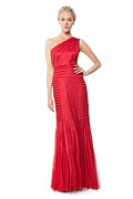 Satin Piping One Shoulder Gown