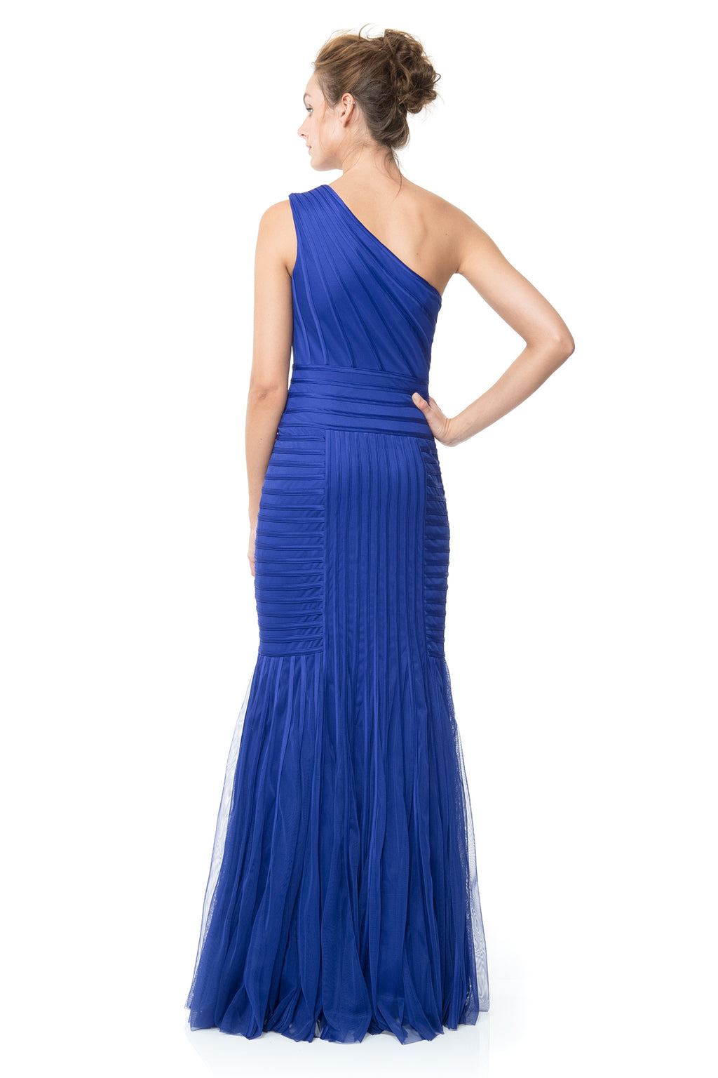 Satin Piping One Shoulder Gown