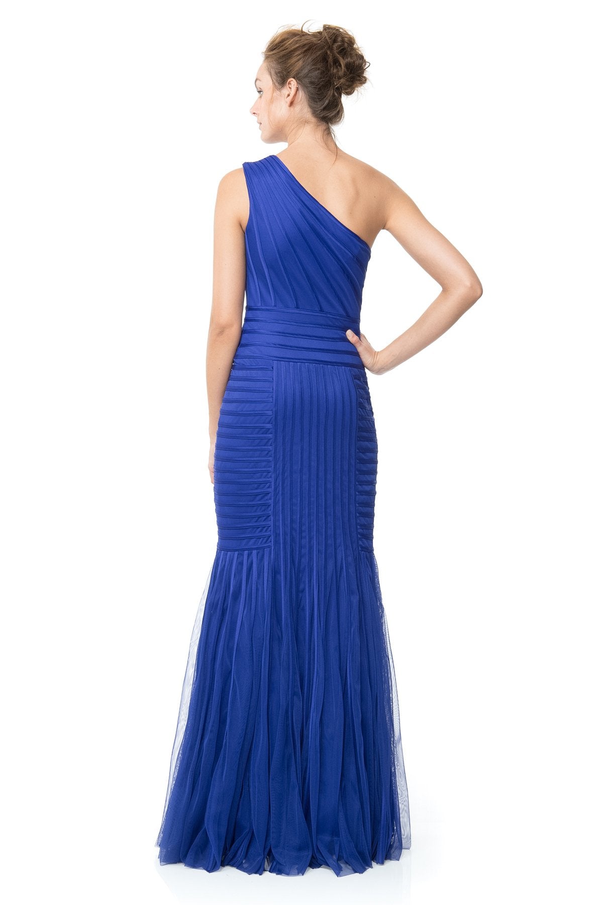 Satin Piping One Shoulder Gown