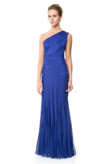 Satin Piping One Shoulder Gown