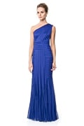 Satin Piping One Shoulder Gown