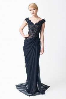 Floral Embellished Gown in Navy / Nude