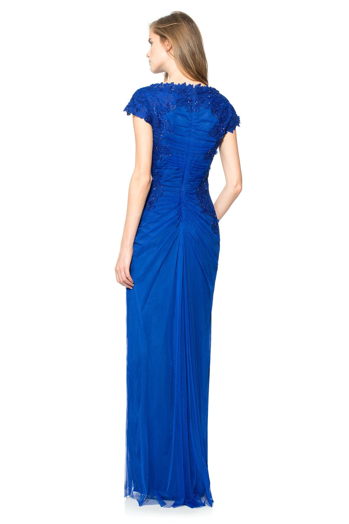 Beaded Lace and Draped Tulle Gown