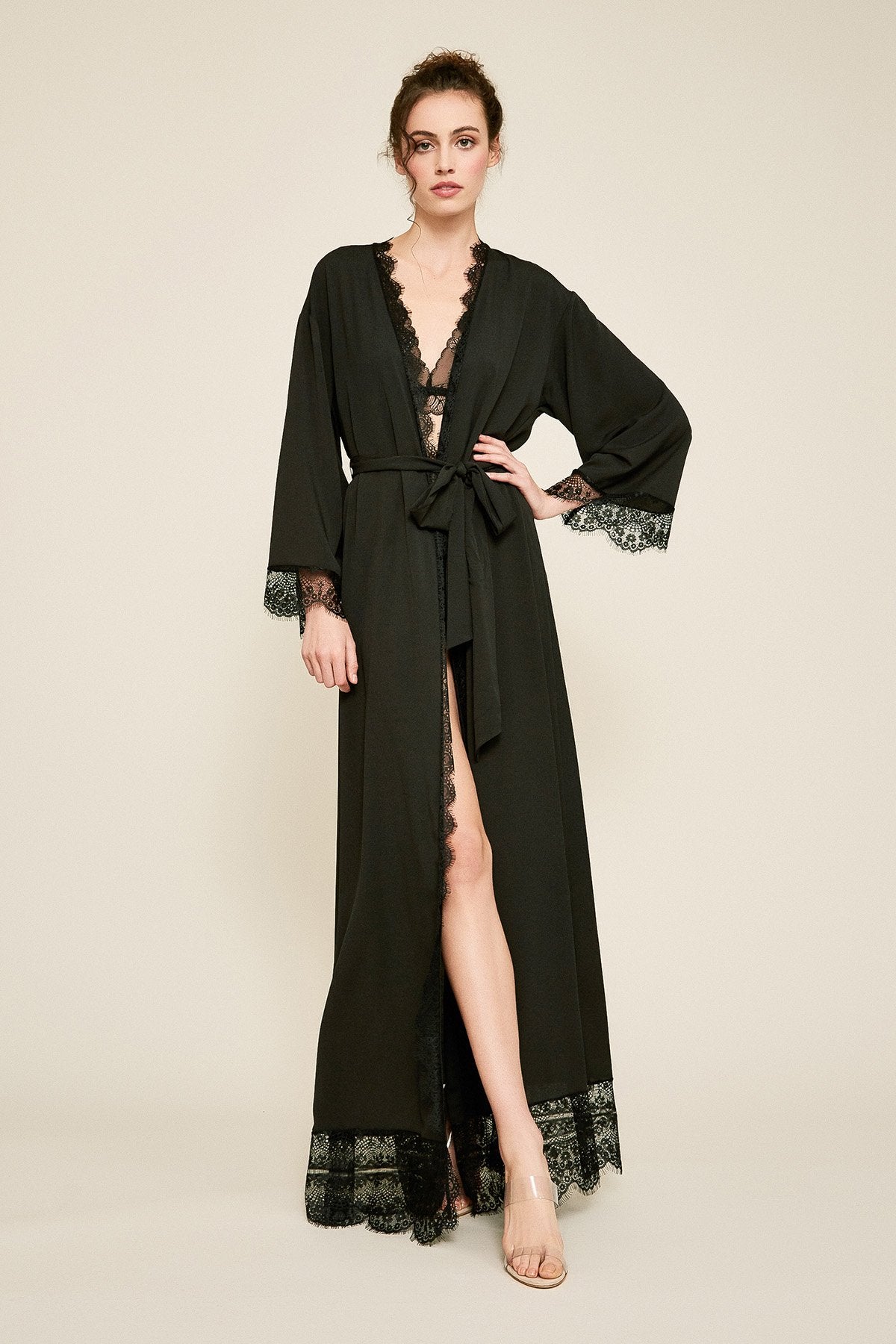 Vitti Crepe Lace Long Robe