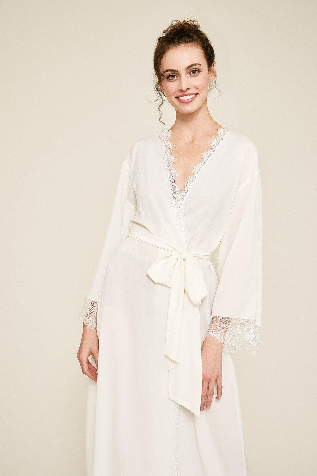 Vitti Crepe Lace Long Robe