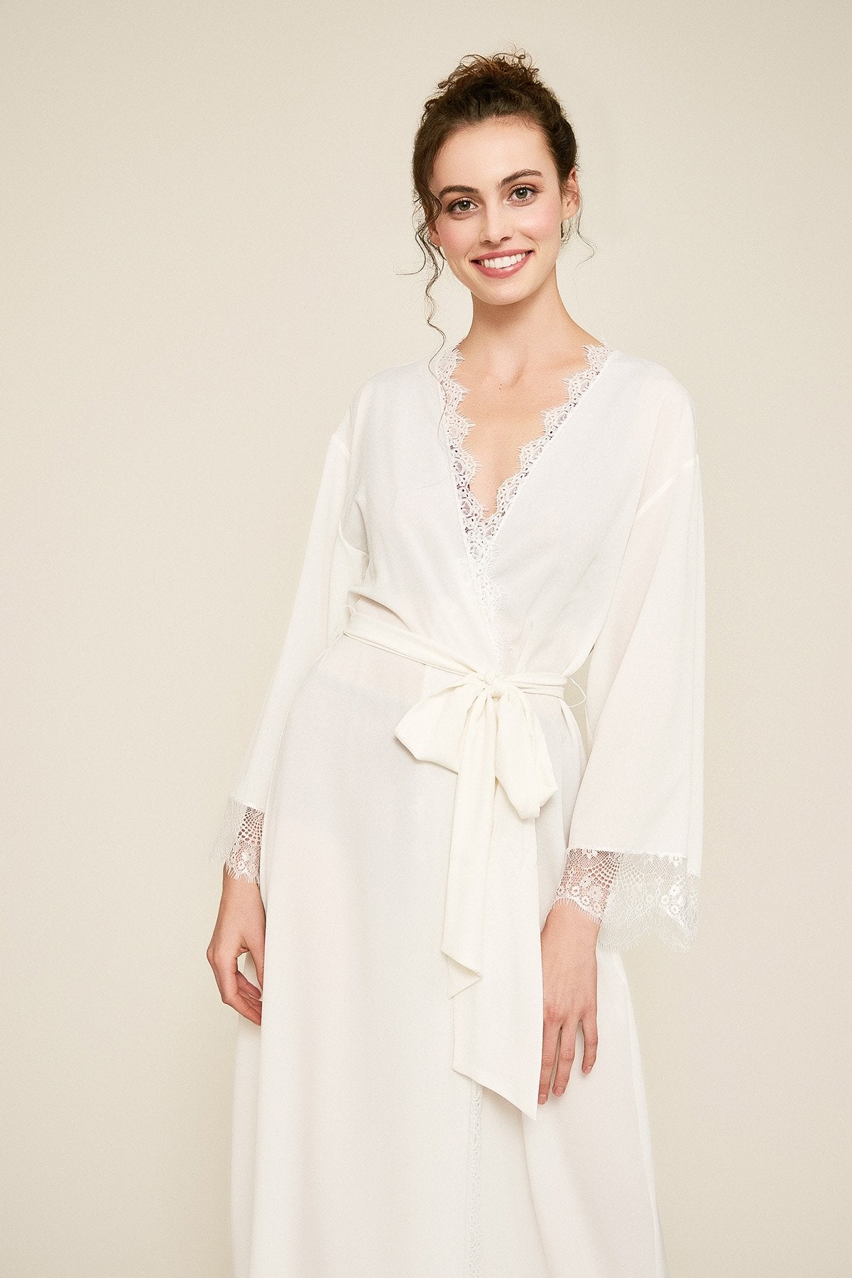 Vitti Crepe Lace Long Robe
