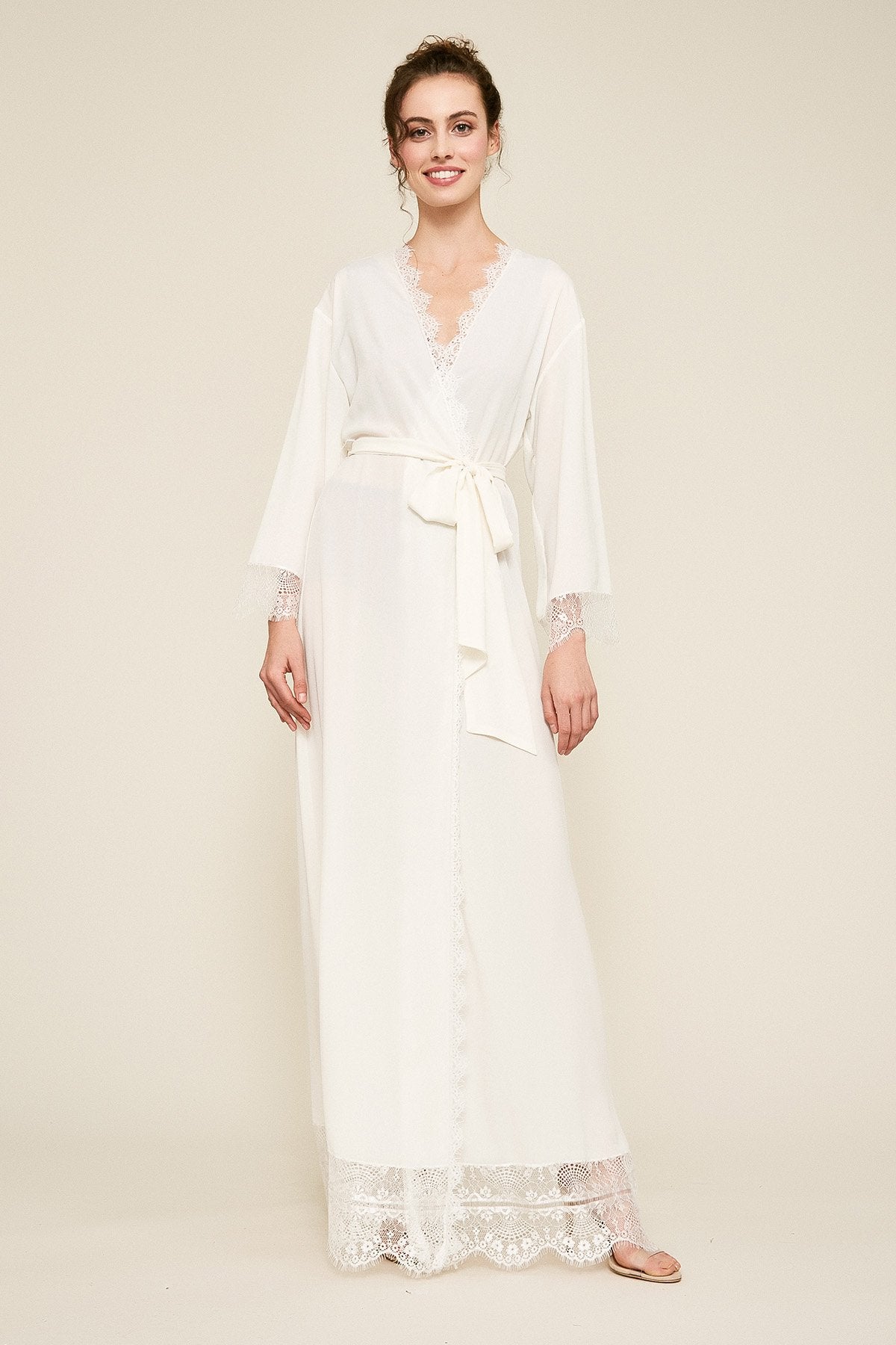 Vitti Crepe Lace Long Robe