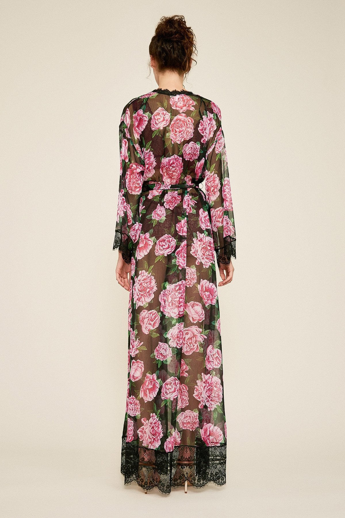 Patel Peony-Print Silk Chiffon Long Robe