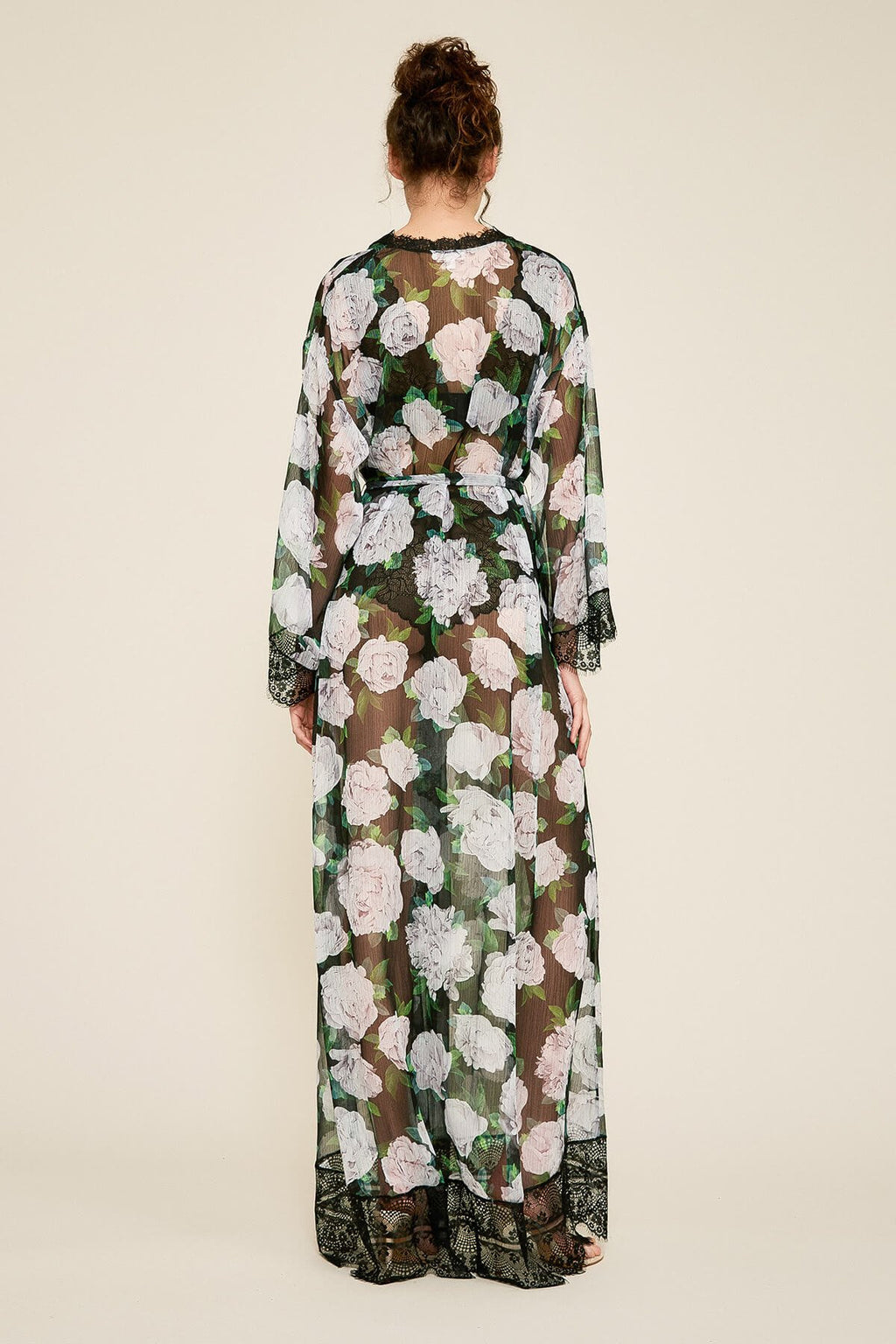 Tadashi Shoji - Patel Peony-Print Silk Chiffon Long Robe