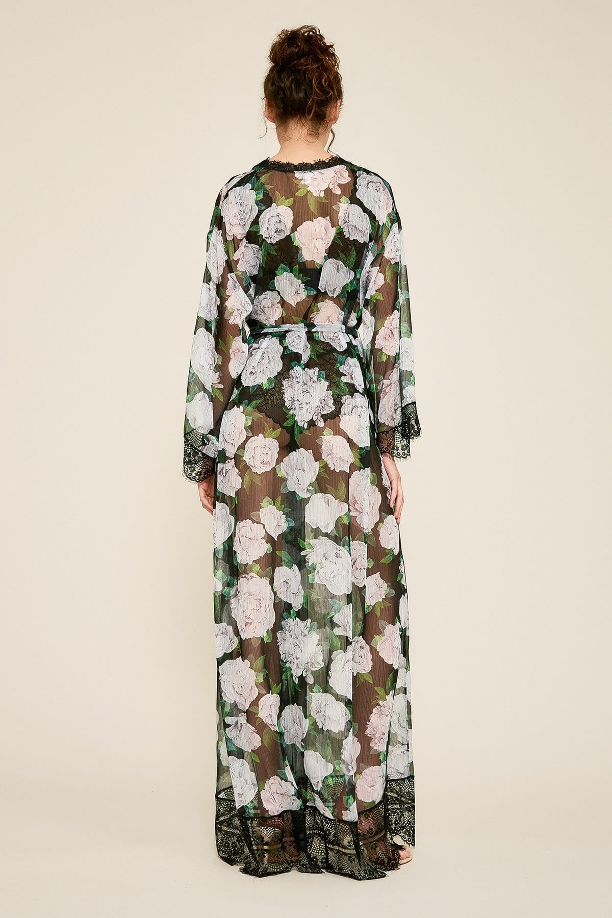 Tadashi Shoji - Patel Peony-Print Silk Chiffon Long Robe