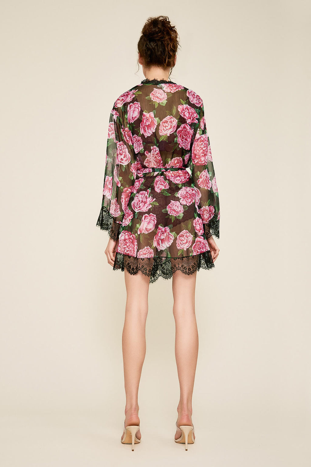 Tadashi Shoji - Patel Peony-Print Silk Chiffon Short Robe