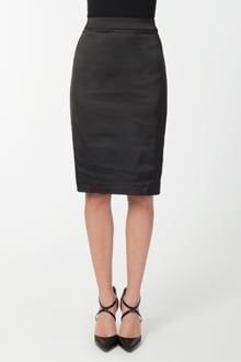 Stretch Satin Pencil Skirt in Black