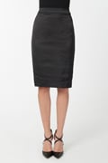 Stretch Satin Pencil Skirt in Black