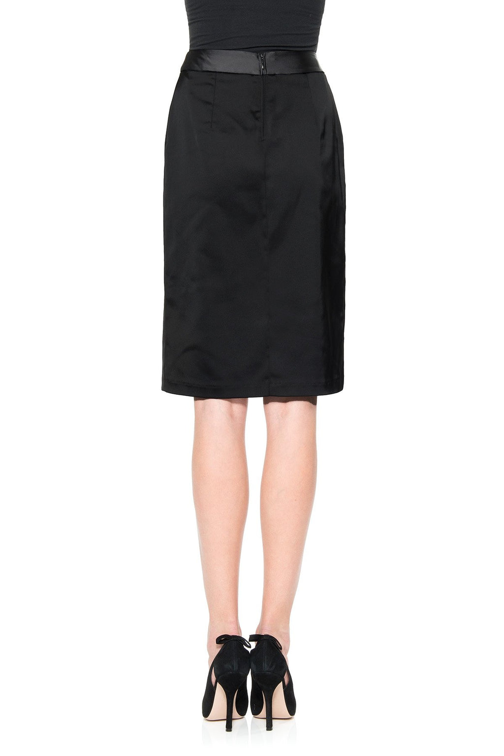 Tadashi Shoji - Stretch Satin Pencil Skirt in Black