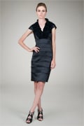 Stretch Satin Cocktail Dress in Black