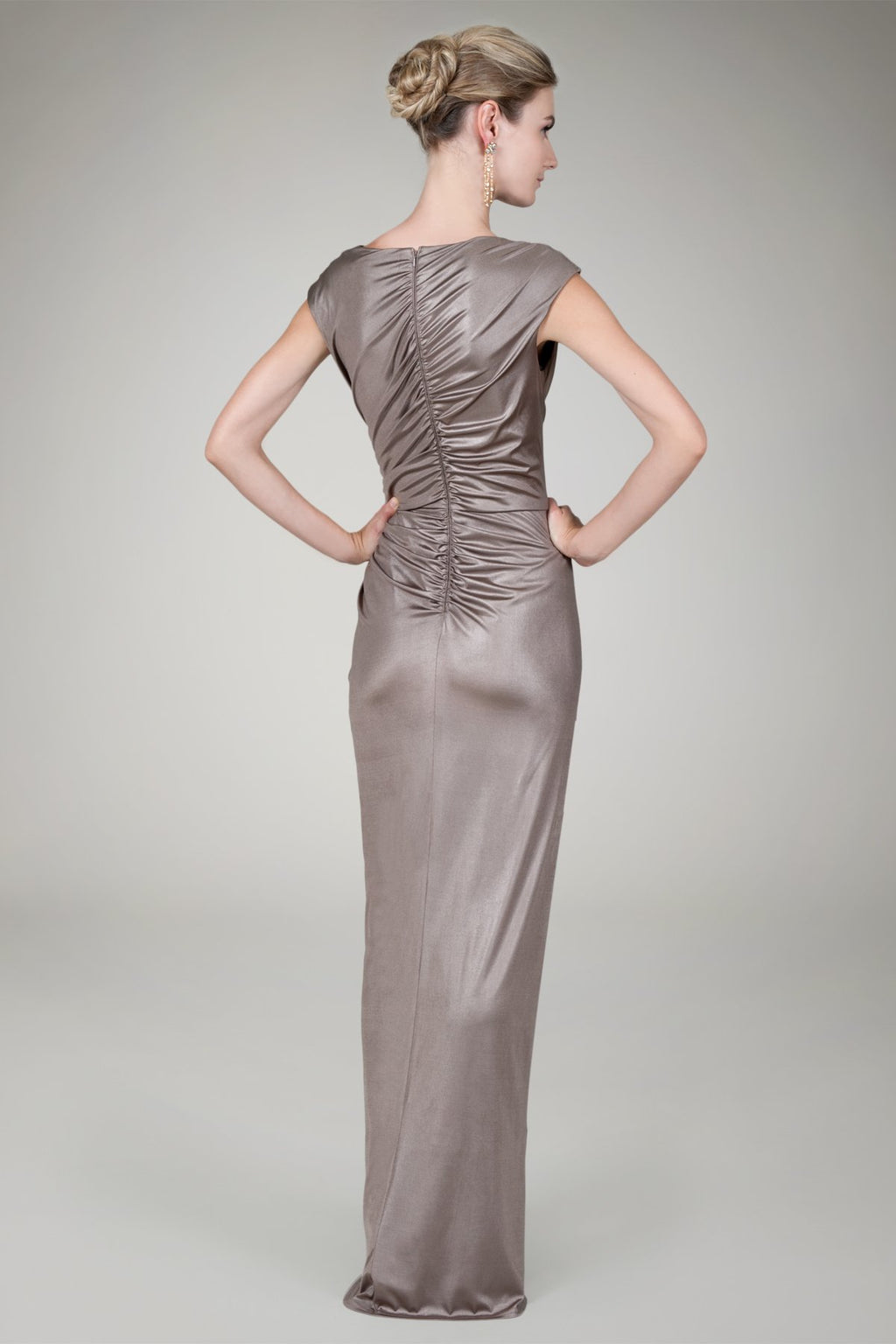 Foil Draped Gown in Mineral