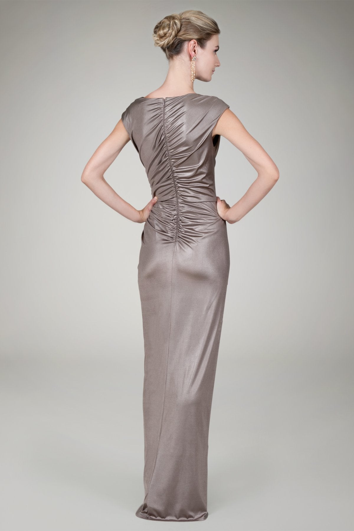 Foil Draped Gown in Mineral
