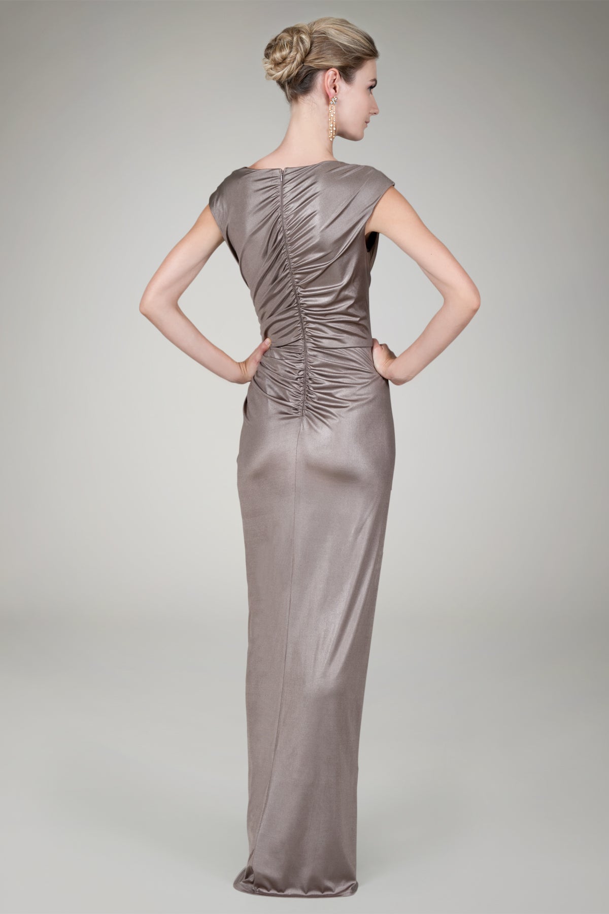 Foil Draped Gown in Mineral
